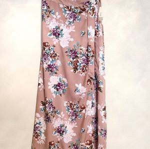 Blush Floral Wrap Maxi Skirt!